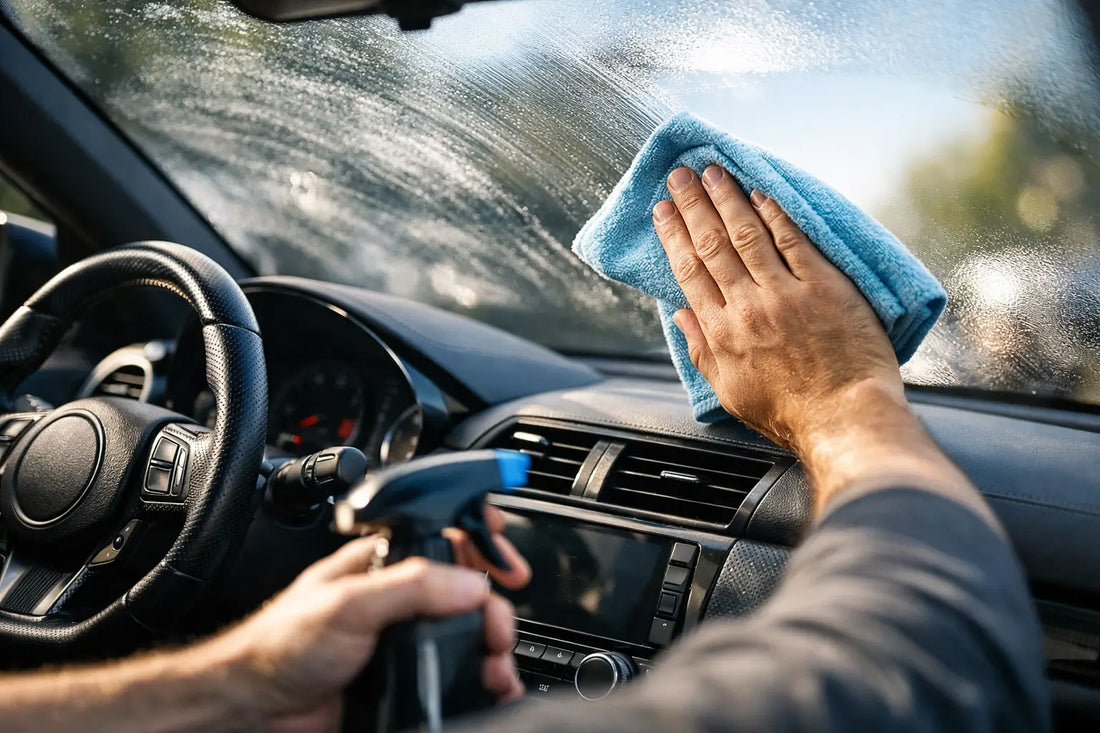 Scheiben innen streifenfrei reinigen im Auto